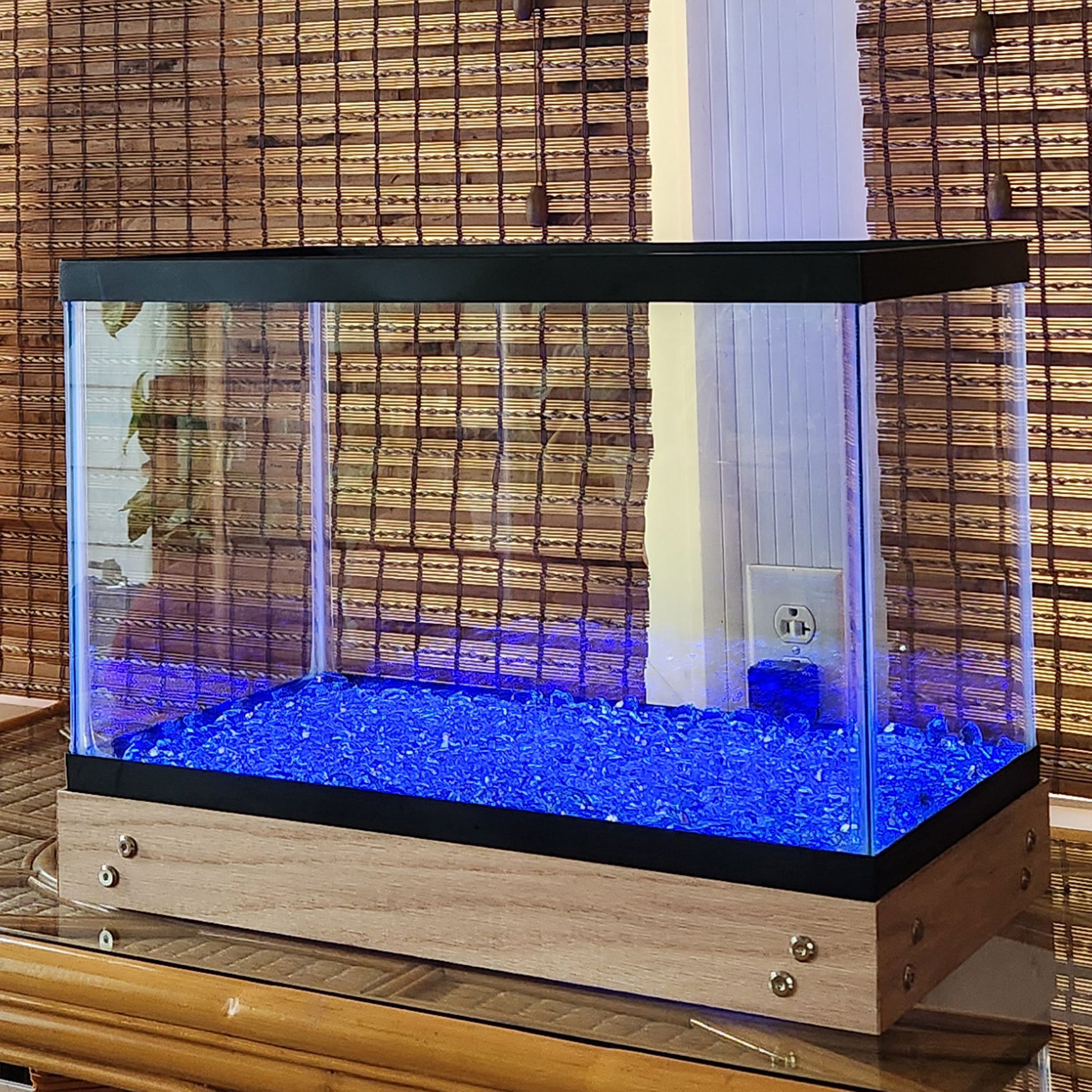 Blue led aquarium light display.